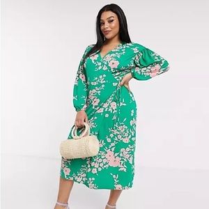 ASOS Curve Green Floral Midi Dress